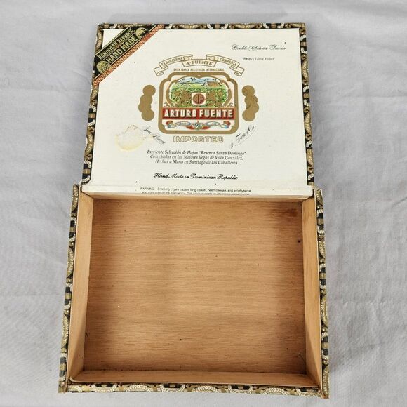 ARTURO FUENTE Double Chateau Wood Cigar Box Empty Dominican Republic Decor - Picture 8 of 12